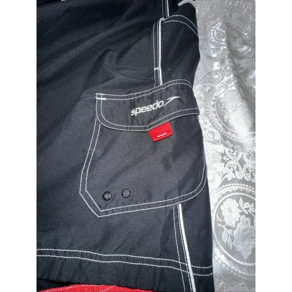 Speedo Swim Trunks Mens Board Shorts Mesh Brief Lined Black XL